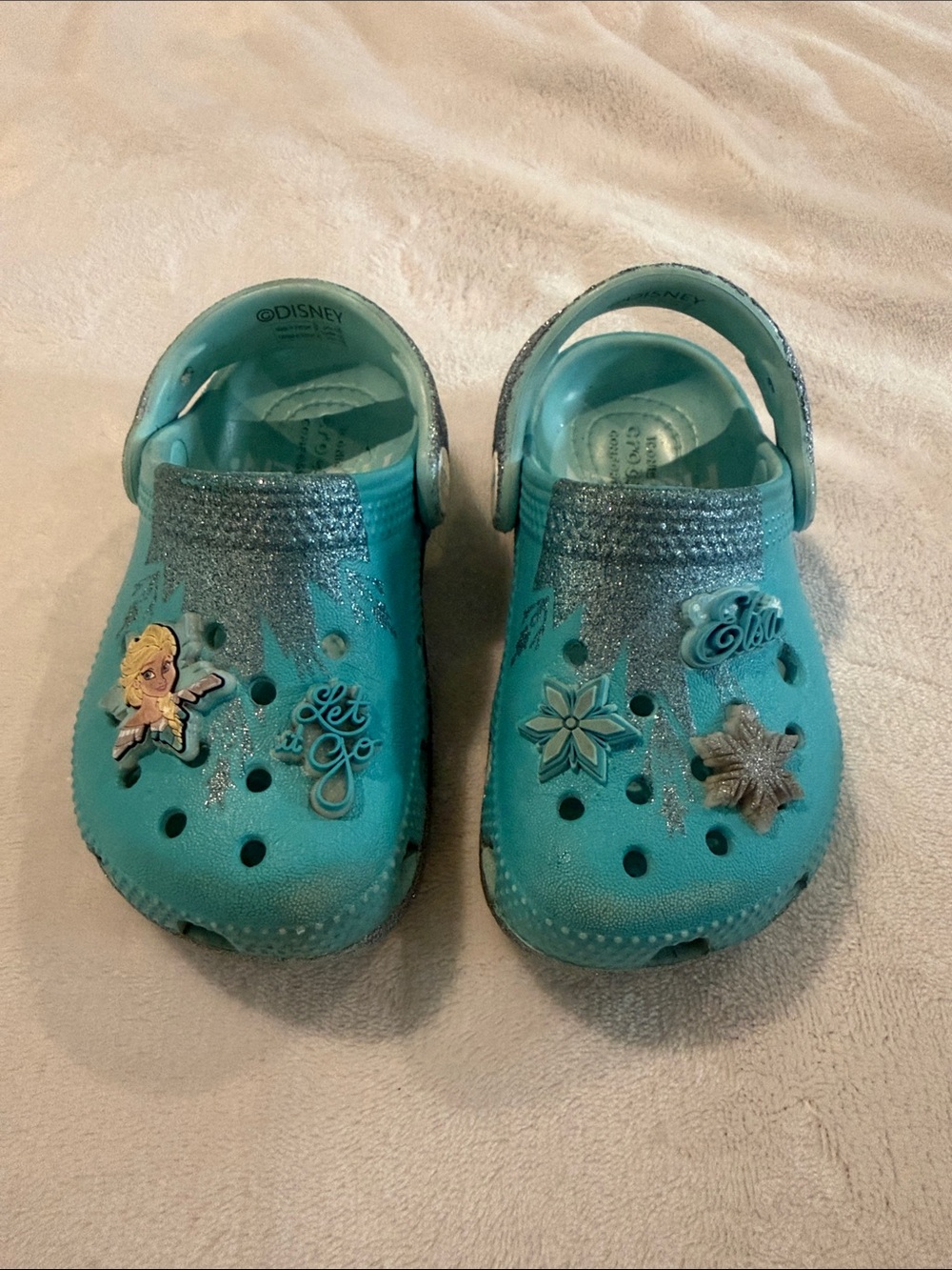 CROCS Kids Teal Glitter Frozen Elsa Clog Sandals